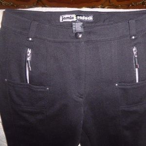Jamie Sadock black knits pants with silver zippers